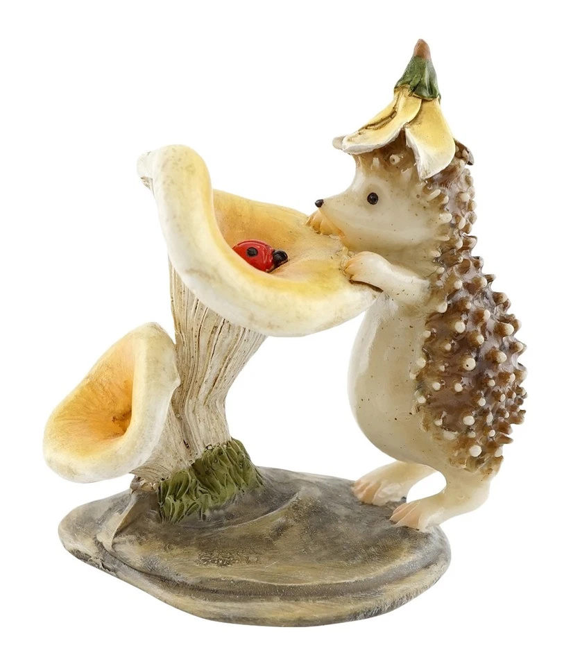 Miniature Fairy Garden and Terrarium Hedgehog with Ladybug Statue,Cream, Yell... - Image 1 of 2
