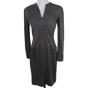 Vestido Sportmax Code verde oscuro ceñido al cuerpo hasta la rodilla talla S manga larga cuello en V - Imagen 1 de 20