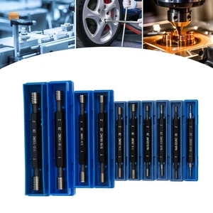 Set 10 pezzi calibro spina filettata UNC/UNF doppia estremità Go And No Go H28 SKD11 - Foto 1 di 12