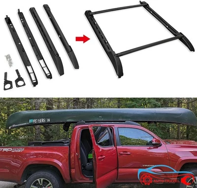 For 2005-2023 Toyota Tacoma Double Cab Top Roof Rack Cross Bars Side Rails Set - Image 1 of 4