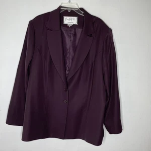 Mary McFadden Collection Blazer Womens 20W Purple Wine Two Button Jacket Plus - Picture 1 of 5