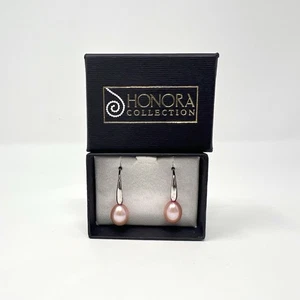 HONORA Light Pink Pearl Sterling Silver Drop Earrings 925 Dainty - Picture 1 of 4