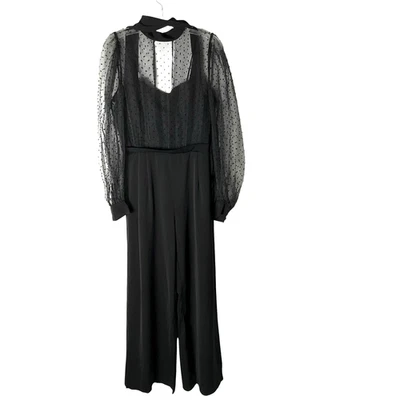 Mono Negro Halo Rosalie Pierna Ancha Manga Transparente Negro Talla 10 *LEER DEFECTO* Foto 1 de 4