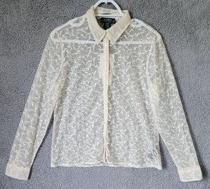 NEU Ralph Lauren Damen PM Langarm Button Down Hemd transparent bestickt creme - Bild 1 von 14