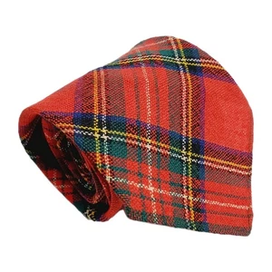 Gae Laird Red Tartan Men's Scottish Wool Necktie Woven Fabric 53x4"    - Picture 1 of 6