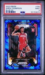 2023 Amen Thompson Panini Prizm Blue Cracked Ice Rookie 41/125 PSA 9 #150 RC SP - Picture 1 of 4
