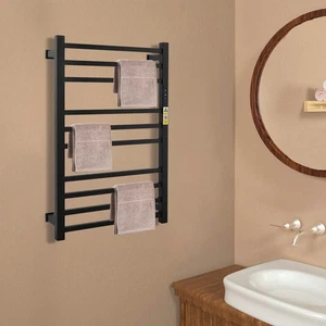 Stainless Steel Square Wall Mounted Bathroom Towel Warmer Black - Picture 1 of 18