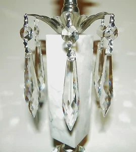 10 Asfour 485-76mm 30% Lead Crystal Chand Prism Drops Pendants w/Bead Tops-Slv - Picture 1 of 9