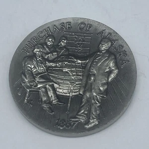 Purchase Of Alaska - 1867 - Longines Symphonette Pewter Medal - Picture 1 of 3