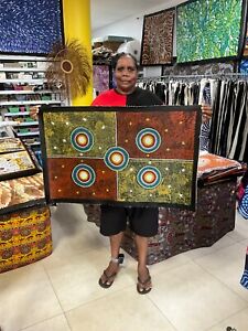 Cynthia Napanangka Johnson Aboriginal Artist WATERHOLES AND SPINIFEX  67x104cm