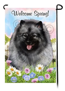 Welcome Spring Garden Flag - Keeshond - Picture 1 of 1