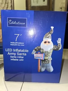 Camouflage Camo Army Military Santa Claus 7' Tall LED Airblown Inflatable NEW 1 - Picture 1 of 3