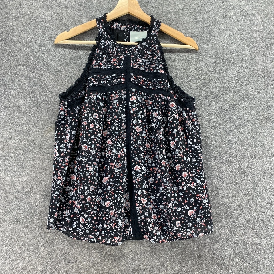 Blusa Maeve Mujer S Pequeña Negra Floral Sin Mangas Correa Ancha Cuello Redondo Forrada Foto 1 de 4