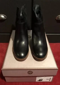 NIB H by Hudson ‘Brock’ Black Leather/Suede Western Ankle Boots UK 6/EU 49 £160 - Picture 1 of 9