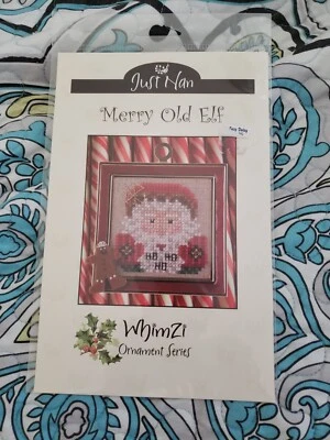 Just Nan Merry Old Elf Whimzi Ornament Cross Stitch Santa Pattern Christmas  - Image 1 of 3