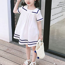 Dress Horizontal Stripes Cool Kids Round Neck Casual Dress Children