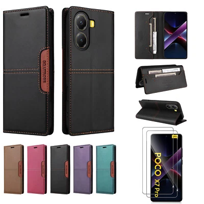 MARKENLOS Für Xiaomi Poco X7 Pro Hülle Magnet Tasche Wallet Etui HandyHülle Schutzglas