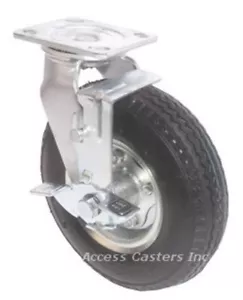 6PPNTSB 6" Swivel Caster Pneumatic Wheel with Brake 200 lbs Capacity - Picture 1 of 3