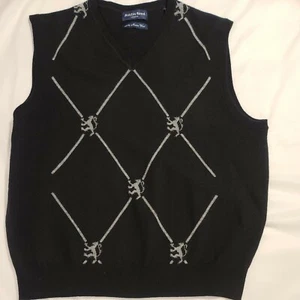 Austin Reed London Men's Vest L 100% Merino Wool Black with Rampant Lion - Picture 1 of 7