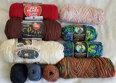 LOT of 6 Fishermens Wool Lion Brand Red Heart Lion Boucle Yarn Homespun Skeins - Image 1 of 4