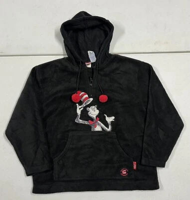 2003 Dr Seuss кот в шляпе вышитый 1/4 молнии флис толстовка с капюшоном молодежи размер маленький - Изображение 1 из 4