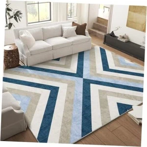 Area Rug Modern Rugs for Living Room Non Slip Large Rugs for Bedroom 9x12 Blue - Picture 1 of 8