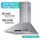 Wall Mounted Range Hood 30 inch Stainless Steel Kitchen Stove Vent 700CFM Fan