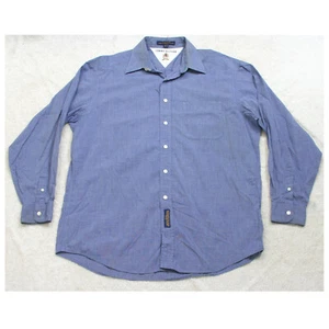 Tommy Hilfiger Blue Long Sleeve Cotton Mans Pocket Dress Shirt Large 16 35 V25 - Picture 1 of 5