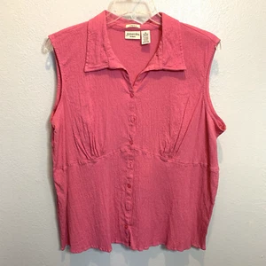St John's Bay Stretch Seersucker Collared Button Down Sleeveless Blouse Top 3X - Picture 1 of 5