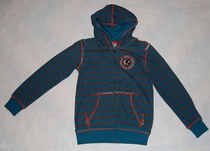 Boys BROWN TURQUOISE Stripe Hoodie Sweat Jacket S 6-7 M 8 L 10-12 XL 14-16 - Picture 1 of 2