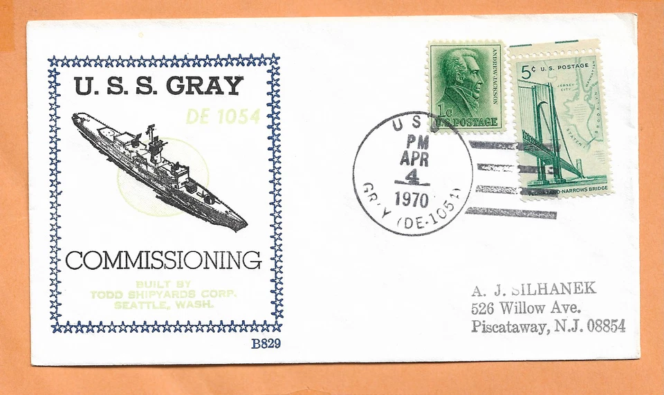 EE. UU. CUBIERTA NAVAL GRIS COMISIONING APR 4,1970 BECK B829 Foto 1 de 1