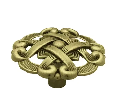 Lote de (7) Botão redondo antigo Liberty Weave padrão latão 1-1/2" P77200H-AB-C7 - Imagem 1 de 4