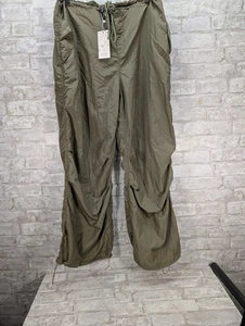 Automet Women's L Drawstring Waist Parachute Pants Olive Green NEW - Picture 1 of 10