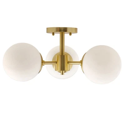 Forte Lighting 2745-03 Farrell 3 Light 18"W Semi-Flush Globe - Gold - Image 1 of 4