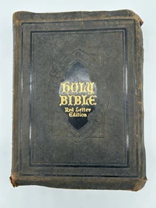 Antique Holy Bible Hertel’s New Standard Red Letter Ed Alph Indexed 1923 KJV - Picture 1 of 14