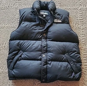 Vintage First Down Exploration Gear Black Zip Up Down Puffer Vest 1990s Y2k XXL - Picture 1 of 7