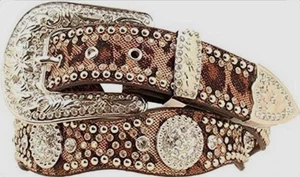 WOMEN'S BLAZIN ROXX LEOPARD PRINT RHINESTONE BLING WESTERN BELT SIZE S 36" - Picture 1 of 10