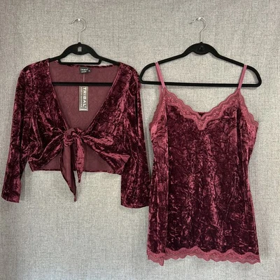 Tribal Velvet Lace Cami Top & Cover Women’s Size XL Fairy Grunge Y2K Whimsigoth - Image 1 of 4
