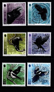 ISLE OF MAN 2024 BIRDS CELTIC CORVIDS SET OF 6 MNH - Picture 1 of 1