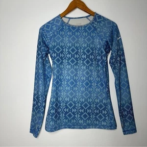 Damen Nike Pro Competition Base Layer HyperWarm Blau Bedruckt Langarm Gr. S - Bild 1 von 6