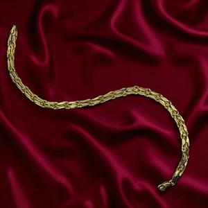 VINTAGE- 10K Gold Bracelet -Double Row- Milano Rope Chain Fancy Link- 7.5" -2.5g - Picture 1 of 24