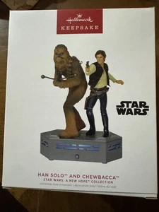NIB Hallmark Ornament 2022 Han Solo and Chewbacca Storytellers Star Wars RARE - Picture 1 of 5