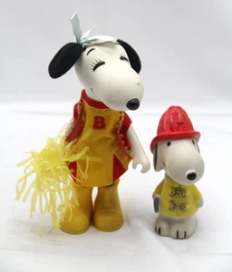 VINTAGE 1966 Fireman SNOOPY & BELLE KNICKERBOCKER Cheerleader - Picture 1 of 9