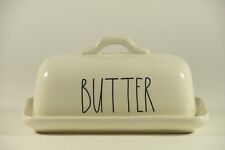 RAE DUNN ARTISAN COLLECTION by MAGENTA WHITE CERAMIC BUTTER DISH & COVER 185