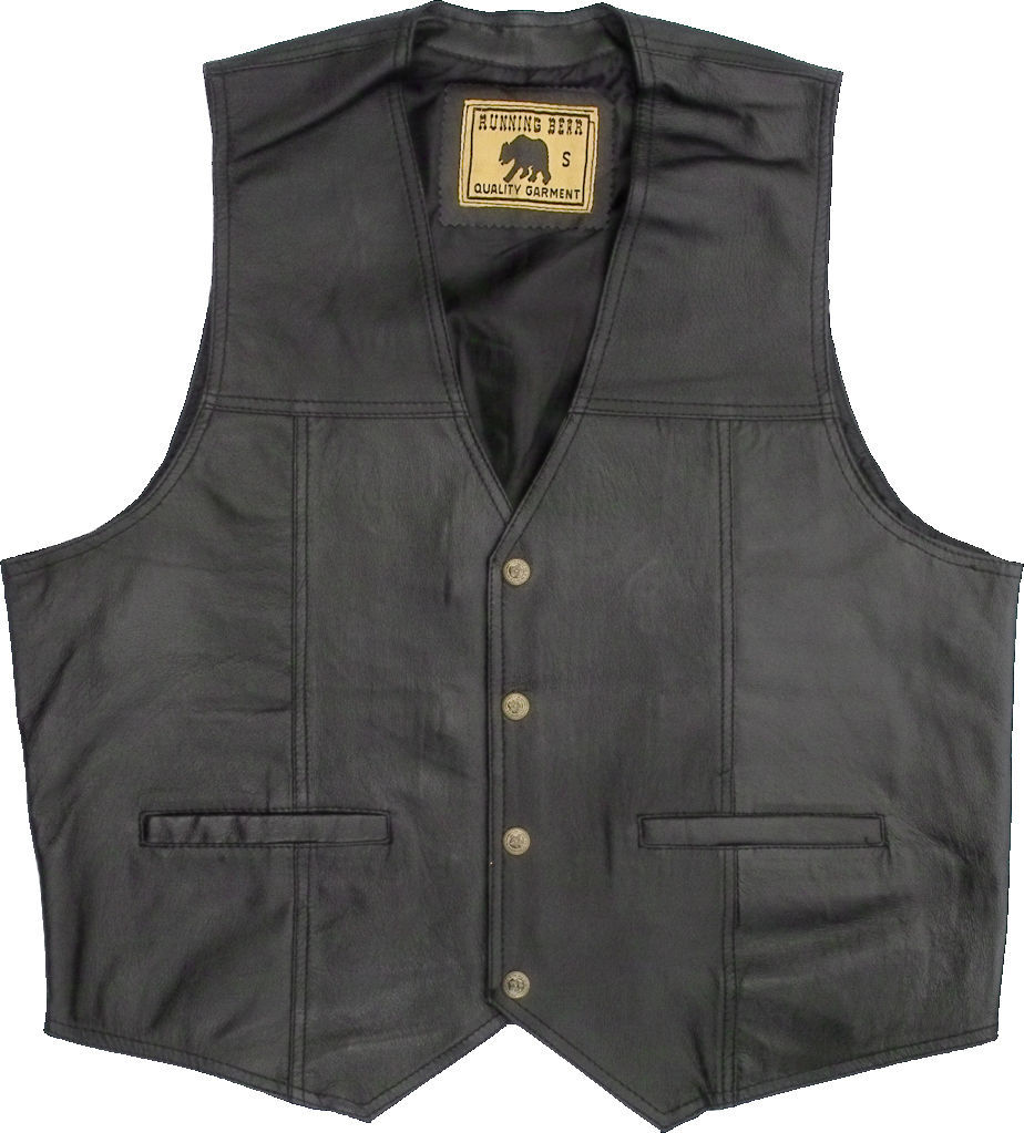 Gilet Giacca Uomo In Pelle Biker Nero Chopper Patch (7XL