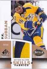 17-18 SP Game Used P.K. Subban /35 PATCH All-Star Skills Fabrics Predators 2017