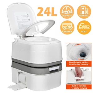 24L Portable Toilet Flushing Chemical Toilet Potty Camping Caravan Easy Clear - Picture 1 of 15