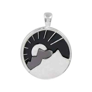 Silver & Black Round Mountain Pendant by Bead Landing™ - Picture 1 of 3