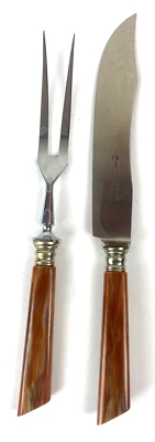 Tranchierbesteck August Küllenberg Solingen Horngriffe Messer 29 cm, Gabel 26 cm - Bild 1 von 4