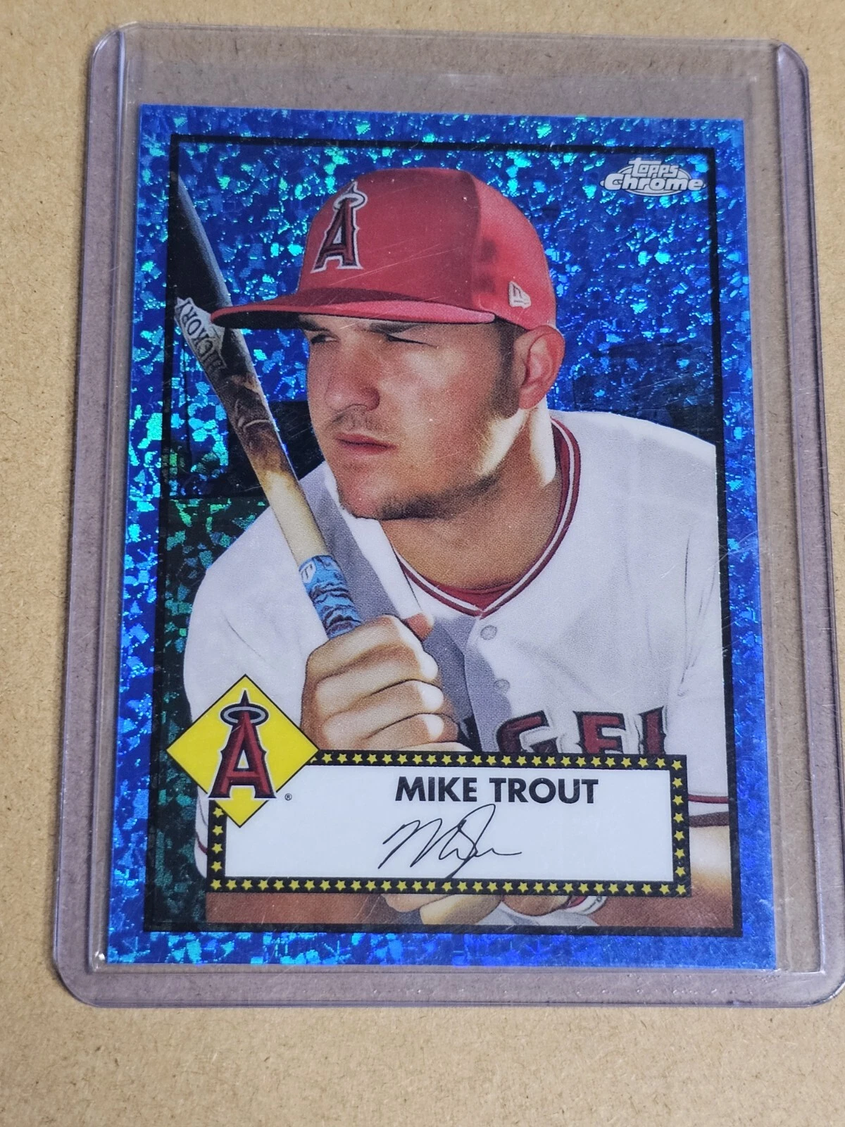 2021 Topps Chrome Platinum Anniversary Mike Trout Blue Mini Diamond #156 - /199